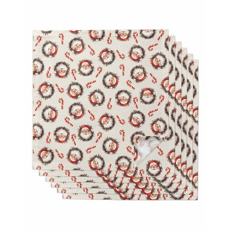 

Red Christmas Cloth Napkins Set of 6 Santa Candy Snowflake Xmas Washable Reusable Dinner Cocktail Napkin for Kitchen Party Wedding Banquet Holiday Baby Shower Table Decor