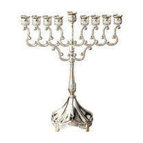 Elegant Nine-Branch Hanukkah Menorah for Candle Lighting, Traditional Gold Plated Shabbat and Holiday Decor, Perfect for Festive Celebrations, Gift Giving, and Religious Celebrations