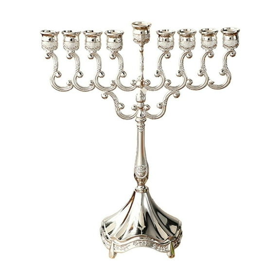 9-Branch Gold-Plated Hanukkah Menorah Candle Holder Jewish Holiday Decor Home Table Decoration‌