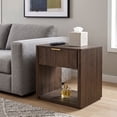 thumbnail image 2 of Furniture of America Elarin Modern Wood 1-Drawer Nightstand with Open Bottom Shelf, Walnut, 2 of 17