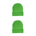 thumbnail image 1 of Qarigey Gorros Gorros Gorros de punto con puños Skullcap Skullies Ropa para el cabello Accesorios Regalos Otoño Invierno verde fluorescente verde fluorescente 2piezas, 1 of 6