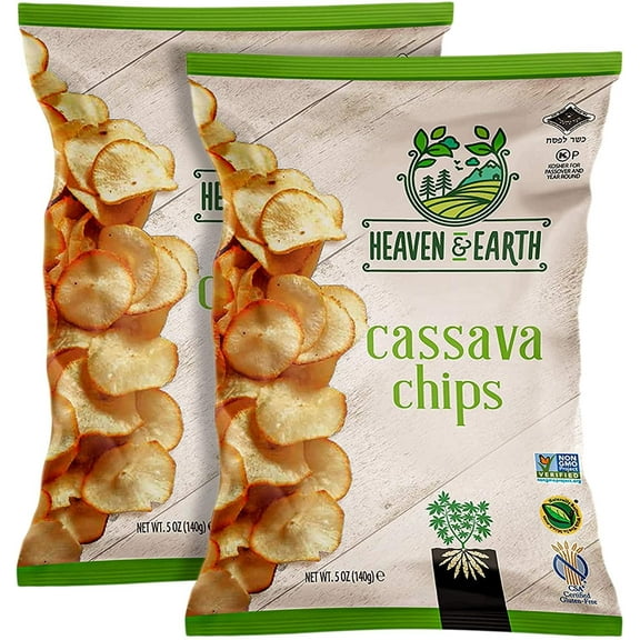 Heaven & Earth Cassava Chips, 5oz 2 Pack Gluten Free, Non GMO