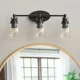 thumbnail image 6 of Aiwen 3-Light Black Vanity Light Wall Sconce with Clear Glass Shade, Farmhouse Bathroom Indoor/Outdoor Wall Lamp, 6 of 10