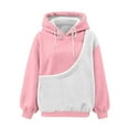 thumbnail image 4 of Fiaer Pet Pouch Hoodie for Women Animal Holder Long Sleeve Hooded Sweatshirts Plus Size Baggy Color Blocking Drawstring Tops with Pockets Pink XL, 4 of 6