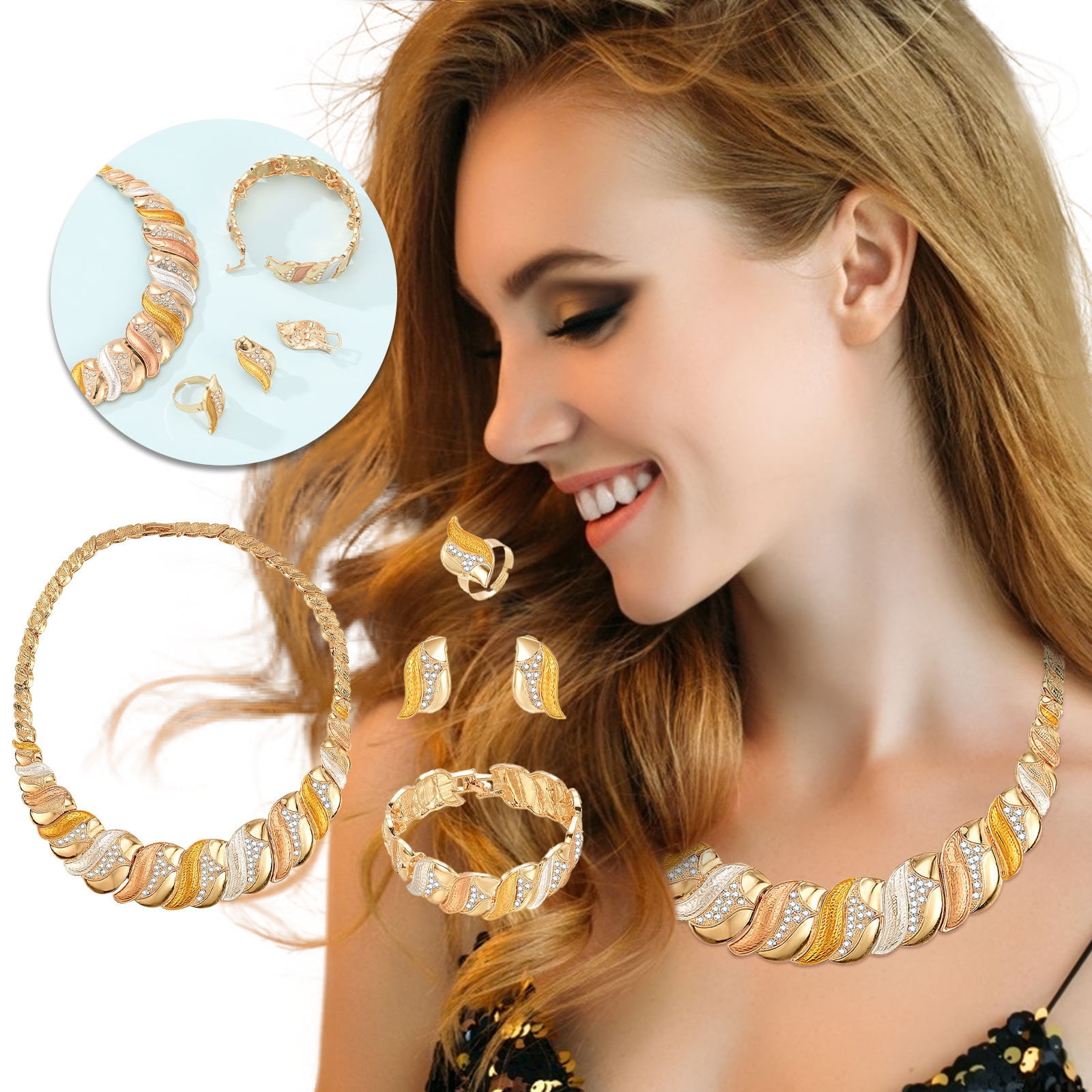 Up to 65% Off Ladies Fashion Jewelry Set Piece Accessories Gold