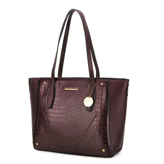 MKF Collection Robin Vegan Leather Women's Tote Bag, Shopper Shoulder Purse Handbag by Mia K - Burgundy