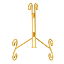 Uxcell 8 inch Plate Stands for Display Iron Decorative Folding Holders, Gold Tone