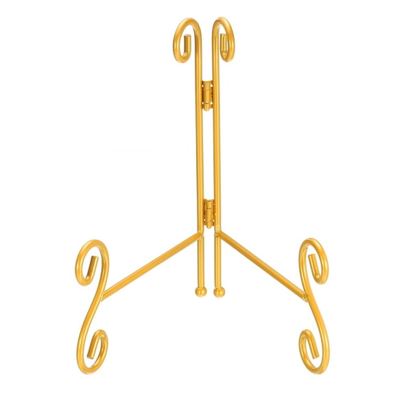 Uxcell 8 inch Plate Stands for Display Iron Decorative Folding Holders, Gold Tone