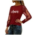 thumbnail image 6 of YTCAMLO Mesh Long Sleeve Womens Blouses Trendy Cute Love Heart Valentines Shirts Lightweight Round Neck Tunic Tops Dressy Outfits, 6 of 7