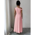 thumbnail image 2 of Pink One Shoulder Asymmetric Maxi Dress With Ruched Waist, Elegant Formal Evening Dress For Casual Vacations And Romantic Dates, 2 of 6