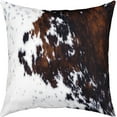 thumbnail image 4 of Pack of 4 Cow Fur Printed Decorative Throw Pillow Covers, Farmhouse Cowhide Square Cushion Case Set for Couch Sofa Bedroom Room,Western Farm Animal Skin Brown Pillow Cases Pillowcases, 16x16 Inches, 4 of 6