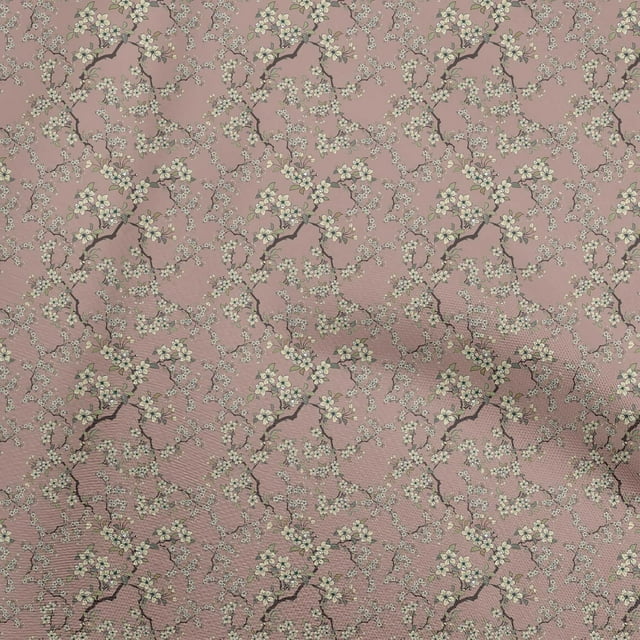 oneOone Tissu Flex Coton Rose Brun Foncé Floral Matériel de Robe Tissu Imprimé Tissu au Mètre 40 Pouces de Large
