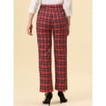 thumbnail image 4 of Pantalones a cuadros Allegra K casuales para mujer, pierna recta, negro rojo, M, 4 of 5