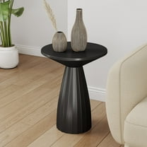 Oubayajia Round Side Table, Small Couch End Table Drink Table, Metal, Black