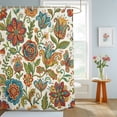 thumbnail image 4 of Shower Curtains for Bathroom, Paisley Boho Floral Waterproof Fabric Shower Curtain, Vintage Flowers Botanical Decorative Bathroom Curtain for Bathtub, 72"x84", No Hooks Included, 4 of 9