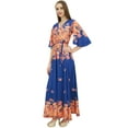 thumbnail image 2 of Bimba Women's Casual Floral Digital Printed Blue Long Moss Georgette Dress-16, 2 of 5
