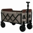 thumbnail image 6 of All-in-One Convertible Folding Camping Wagon Cart: Bench Seat, Storage Compartment & Included Dog Tether, Beige/Brown, 6 of 24