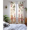 thumbnail image 3 of Gingerbread Christmas Sheer Curtains 84 Inch Length 2 Panels Set for Living Room/Bedroom, Xmas Balls Branches Beige Rustic Kitchen Curtains Grommet Semi-Sheer Curtains Window Treatments 52"x84"x2, 3 of 7