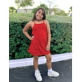 thumbnail image 6 of Oudiya Girls Summer Dress with Shorts Spaghetti Straps Romper Dresses with Pockets for Kids 5-15 Y, 6 of 8