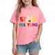 thumbnail image 2 of Camisa de Vestido de Manga Corta de los Niños Moda Lindo Cuello Redondo Impresión Tee Tela Suave Transpirable para Viajes Escolares Informales, 2 of 8