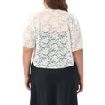 thumbnail image 4 of DARING DIVA Women's Plus Floral Lace Bolero Shrugs Short Sleeve Cardigans 3X White, 4 of 6