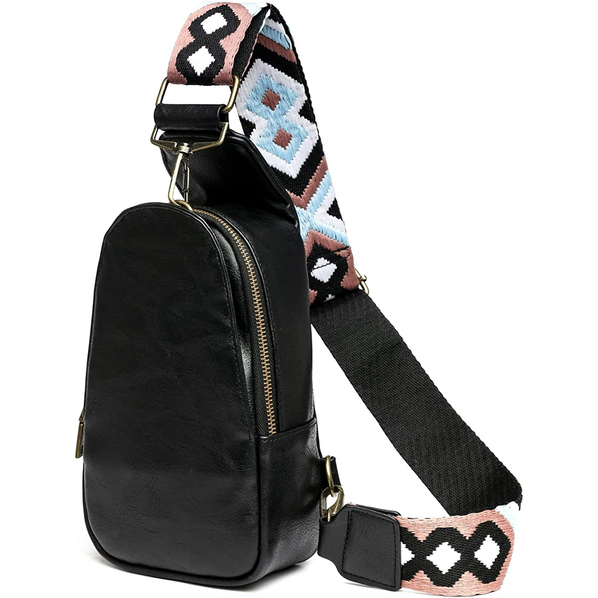  Mai Woven Bag Strap - Blue & Pink with Black Leather, Purse  Strap, Hand Woven Bag Strap, Embroidered Crossbody Strap, Guitar Strap :  Handmade Products