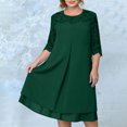 thumbnail image 4 of Uootdi Robes Grande Taille pour Femmes Col Rond Manches 3/4 Robes Brodées Élégantes Robes Midi Formelles Tenue de Fête Cadeau, 4 of 9