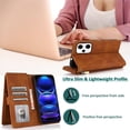 thumbnail image 3 of REQO Compatible with Xiaomi Redmi Note 12 Pro 5G / Poco X5 Pro 5G Wallet Case Tempered Glass Screen Protector and Zipper Leather Flip Cover Card Holder Stand for Redme Note12 12Pro Women Men Brown, 3 of 8