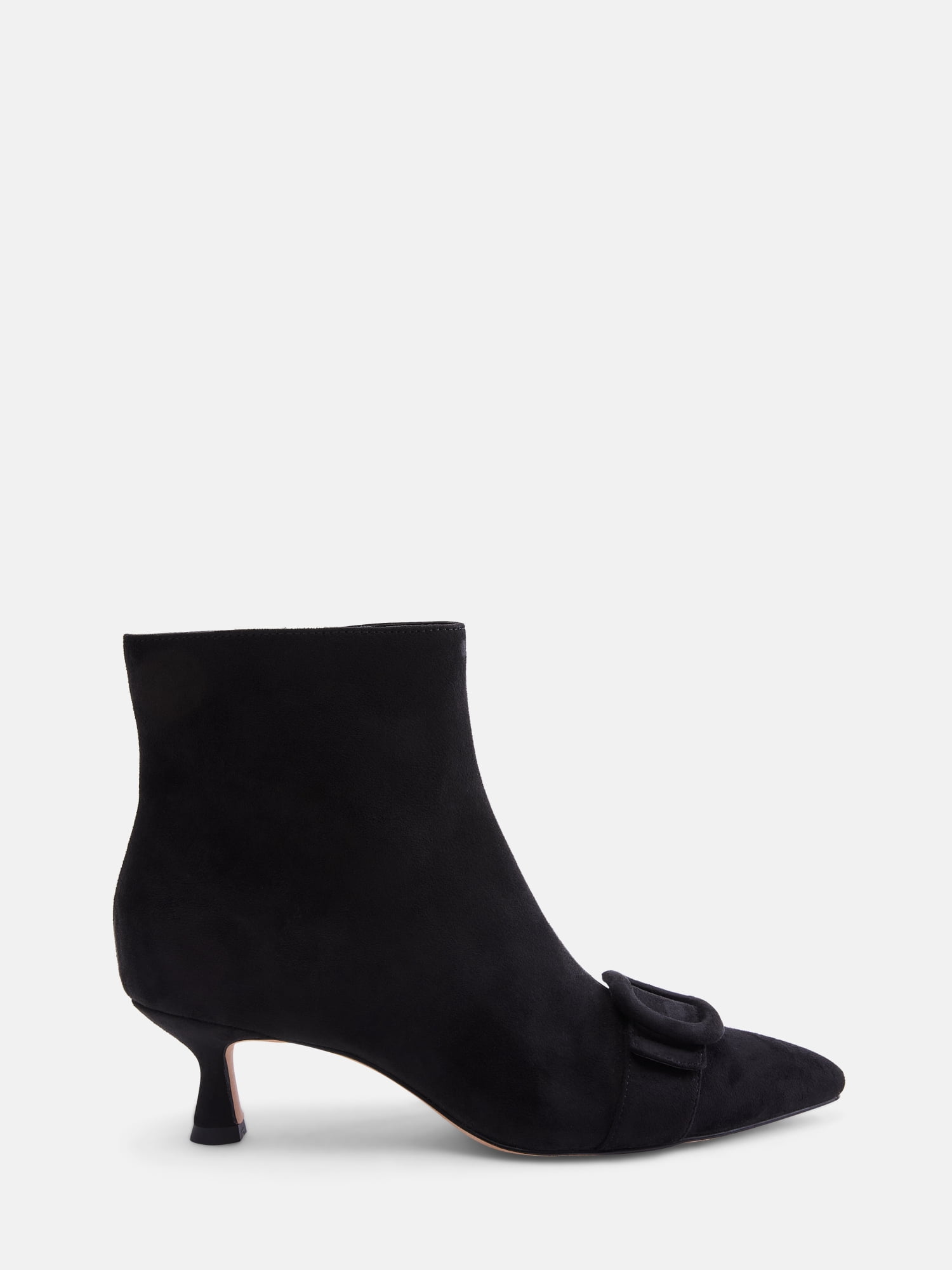 Free Assembly Women's Faux Suede Buckle Booties with Kitten Heel