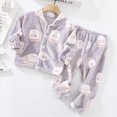 thumbnail image 2 of NOLDARES Girls Fleece Pajamas Long Sleeve Flannel Button Down Sleepwear Kids Soft Fuzzy 2 Pieces Pjs Loungewear Sets(K023-Grey), 2 of 4