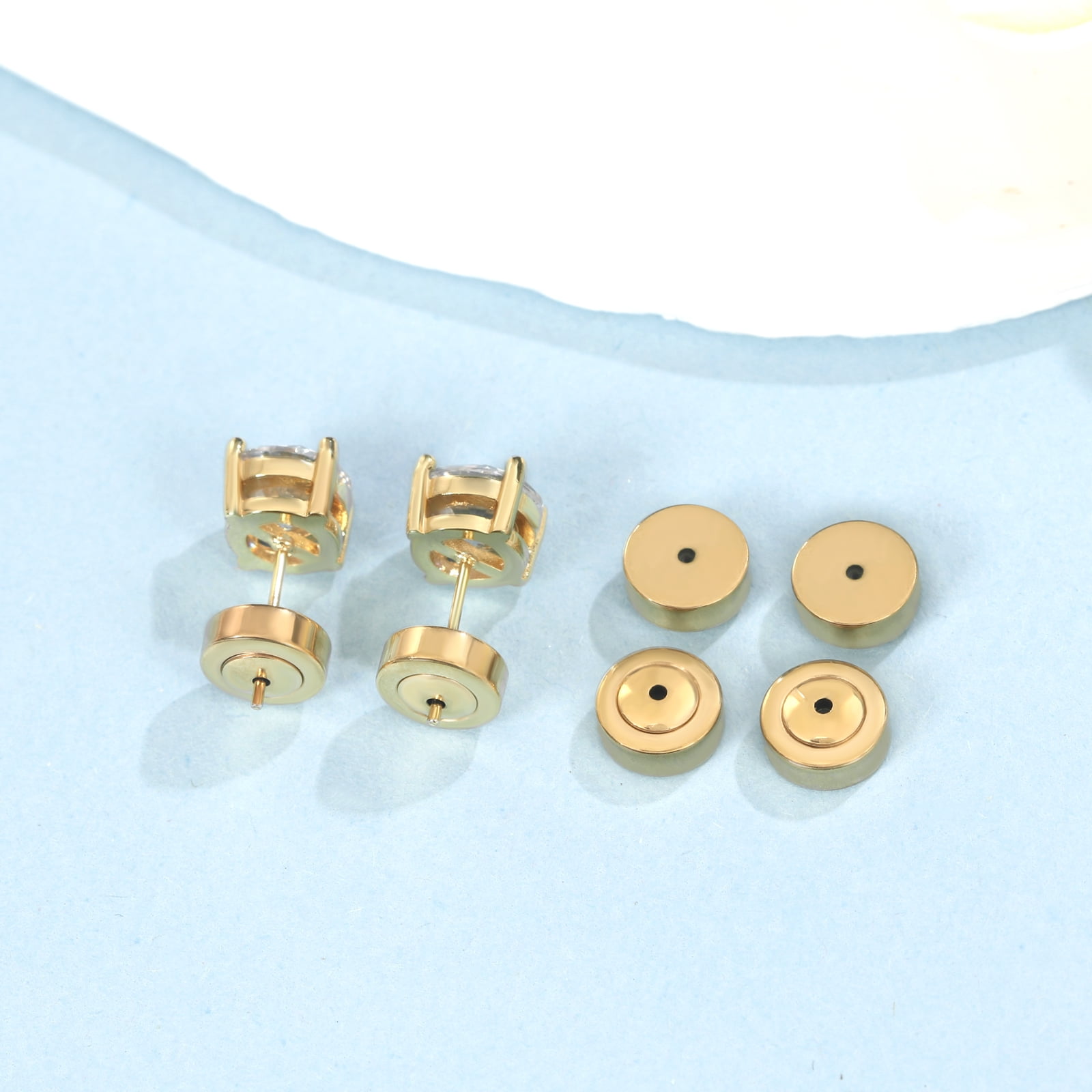 Gold Earring Backs, JIACHARMED Disc Earring Backs - Set of 46Large 18K Gold Pierced Earring Replacements for Droopy Ears Heavy Earrings, Studs, and Diamonds - Durable and Elegant Design