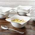 thumbnail image 4 of MALACASA Cereal Bowl Plates Set, Porcelain Dinnerware Sets for 6, Square Ivory White Marble Grey, Series LOLITA, 4 of 6
