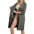 thumbnail image 2 of UDAUDU Women’s Post Surgery Robe 2026 New Hospital Gown Drain Side Pockets 3/4 Sleeve Mastectomy Recovery Pajamas & Gift Light Gray S, 2 of 9