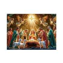 Steadline Nativity Scene Christmas Banner Decor - Starry Sky Themed Fabric Wall Hanging for Holiday Church Decorations - Religious Christmas Celebration Backdrop