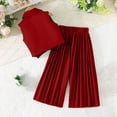 thumbnail image 4 of XXWXYD Girls 2 Piece Outfits Double Breaste𝖽 Lapel Collar Suit Vest and Pleated Wide Leg Pants Sets for Kids 2-9 Years Toddler Girl Vacation Outfits, 4 of 7