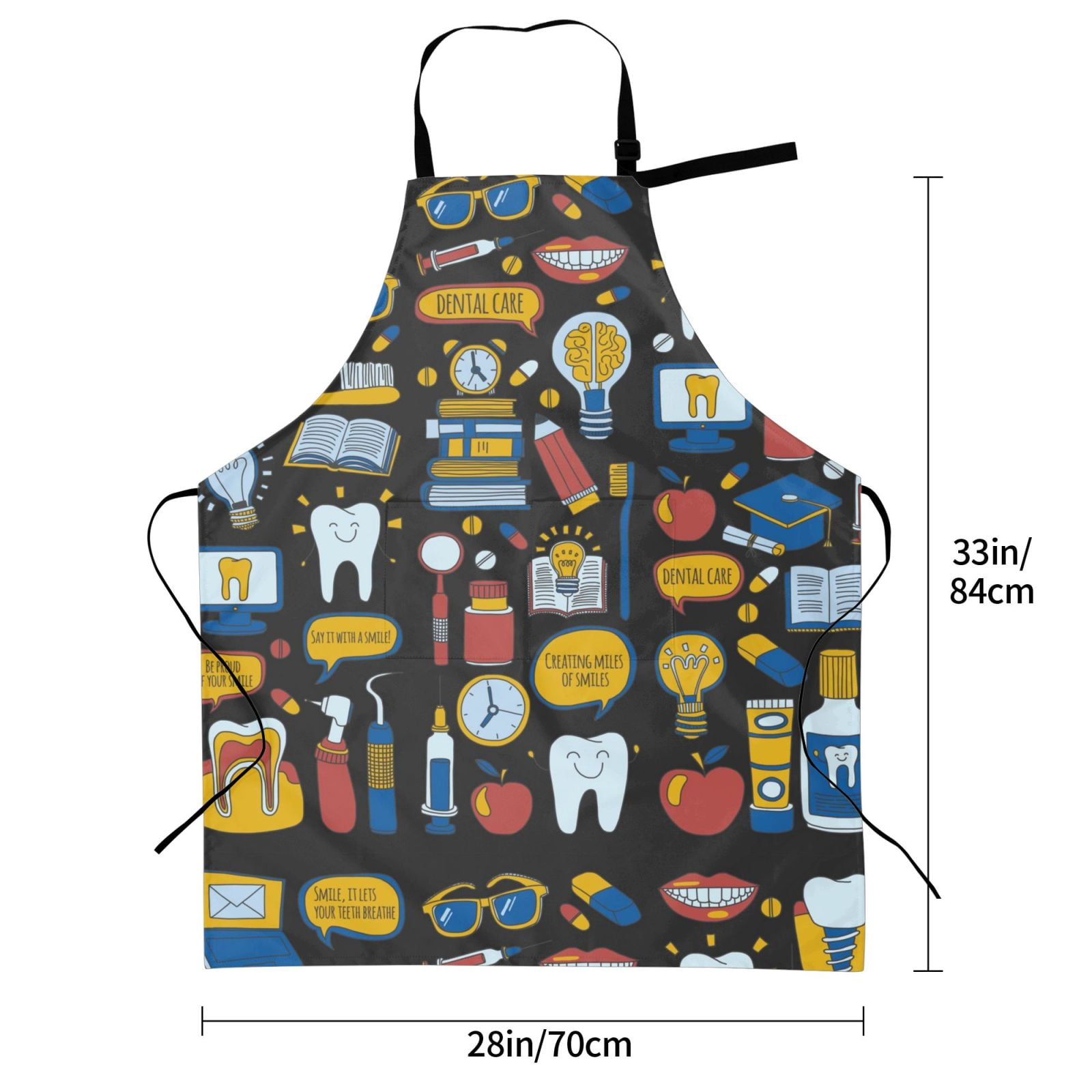 Kdxio Teeth Apron with Pockets Adjustable Kitchen Aprons for Men Women Waterproof Aprons for Cooking,Drawing,Crafting, Baking Household Cleaning