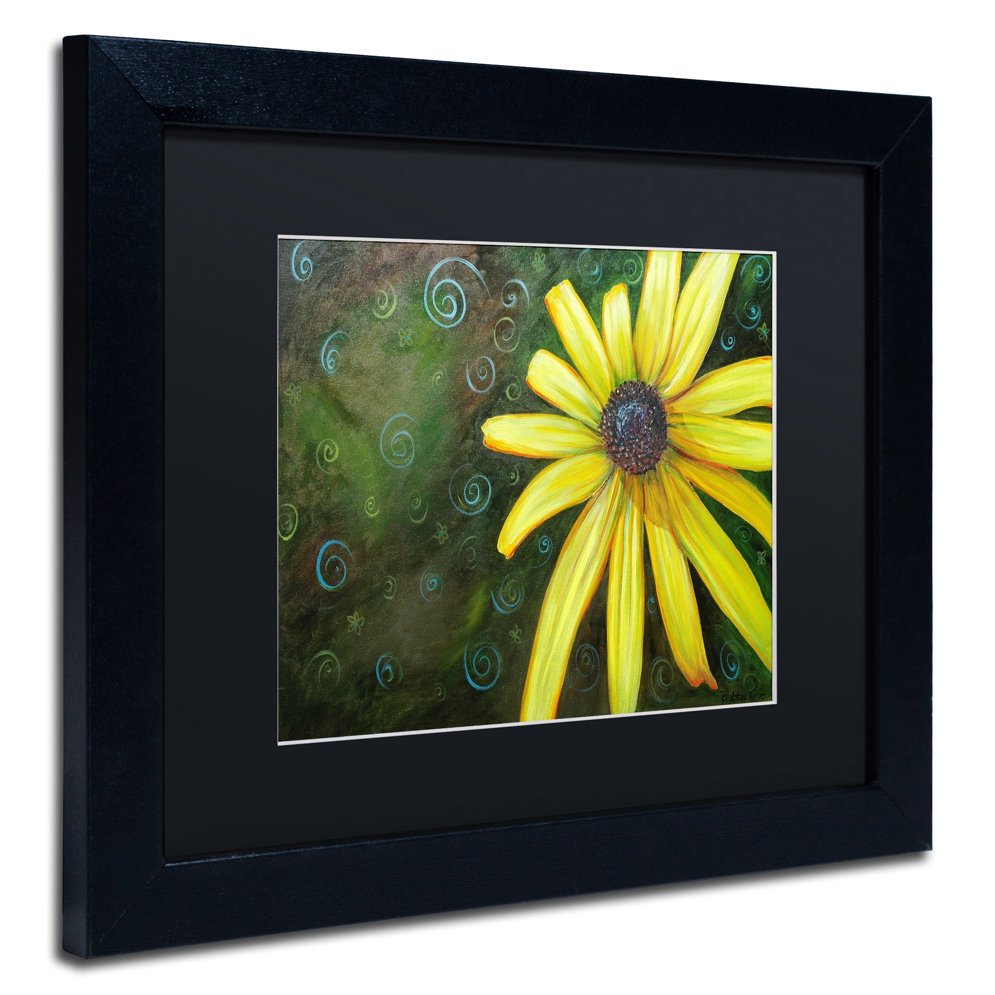 Trademark Fine Art "Black Eyed Susan" Canvas Art by Jennifer Redstreake Black Matte, Black Frame