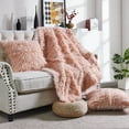 thumbnail image 2 of Home Soft Things Mongolian Faux Fur Throw & Pillow Cover Combo - Rose - 50" x 60"/20" x 20", 2 of 10