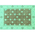 thumbnail image 1 of Ahgly Company Machine Washable Indoor Rectangle Oriental Turquoise Blue Traditional Area Rugs, 7' x 9', 1 of 4