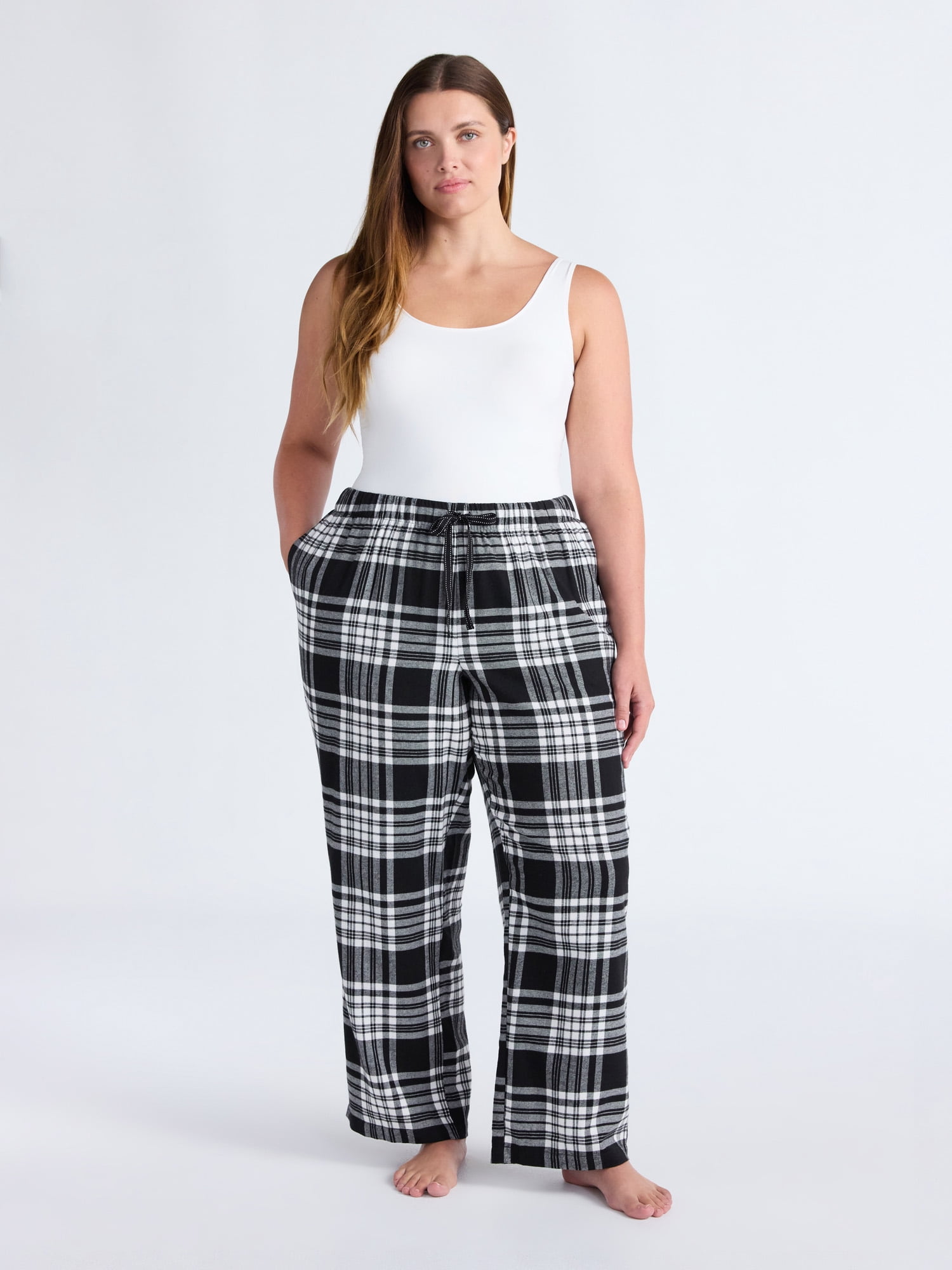 Joyspun Women's Flannel Sleep Pants, 30'' Inseam, Sizes XS-3X