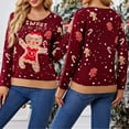 thumbnail image 6 of Light Up Gingerbreads Man Ugly Christmas Sweater for Holiday Parties Women Long Sleeve Crewneck Knit Pullover Jumper Top, 6 of 9
