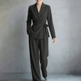 thumbnail image 5 of Atkumj Blazer Outfits for Women 2 Piece Sets Stylish Lapel Tie Waist Cardigan and Wide Leg Pants Suit Set Versatile Solid Color Womens Two Piece Sets for Business Casual L, 5 of 9