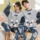 thumbnail image 1 of Conjunto de pijama de felpa de franela cálida para hombre y mujer, ropa de dormir de manga larga con cuello redondo, dibujos animados dulces, 32 estilos, Invierno, 1 of 4