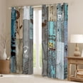 thumbnail image 2 of Rustic Windmill Farmhouse Blackout Curtains, Sunflower Chicken Print Curtains 38"Wx45"L, Vintage Country Western Curtains & Drapes Teens Adult Bedroom, Barn Door Wooden Plank Window Curtains, 2 of 6