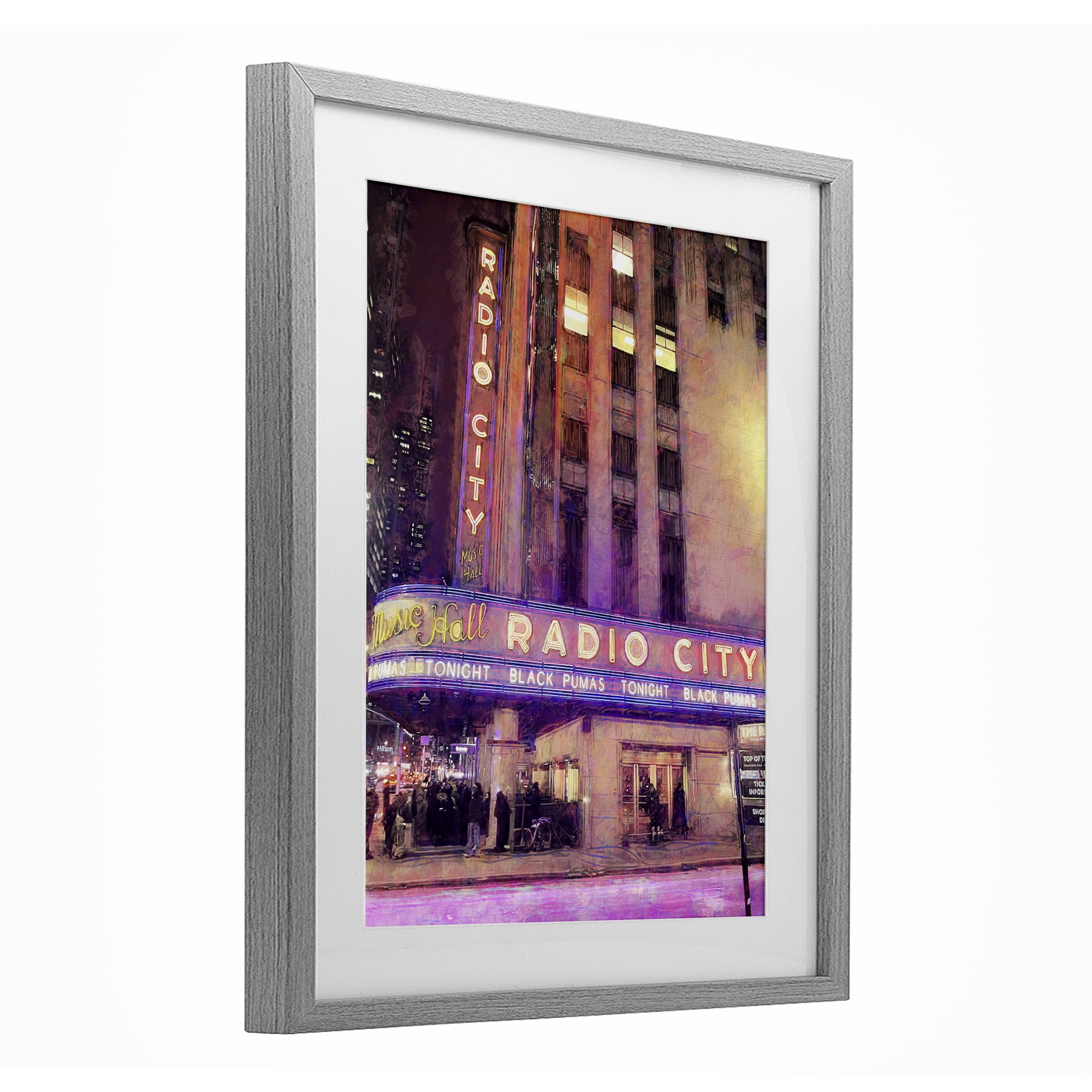 Stupell Industries Radio City Music Hall Gray Framed Print Under Glass, design by Grotto Studios