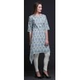 thumbnail image 5 of Bimba White Damask Floral Printed Asymmetrical Kurti Tops For Women Indian Summer Dress Tunic X-Large, 5 of 6
