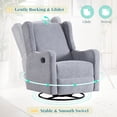thumbnail image 3 of Muumblus Wingback Swivel Recliner, Glider Rocking Chair for Living Room, Nursery Rocker, Gray Chenille, 3 of 9