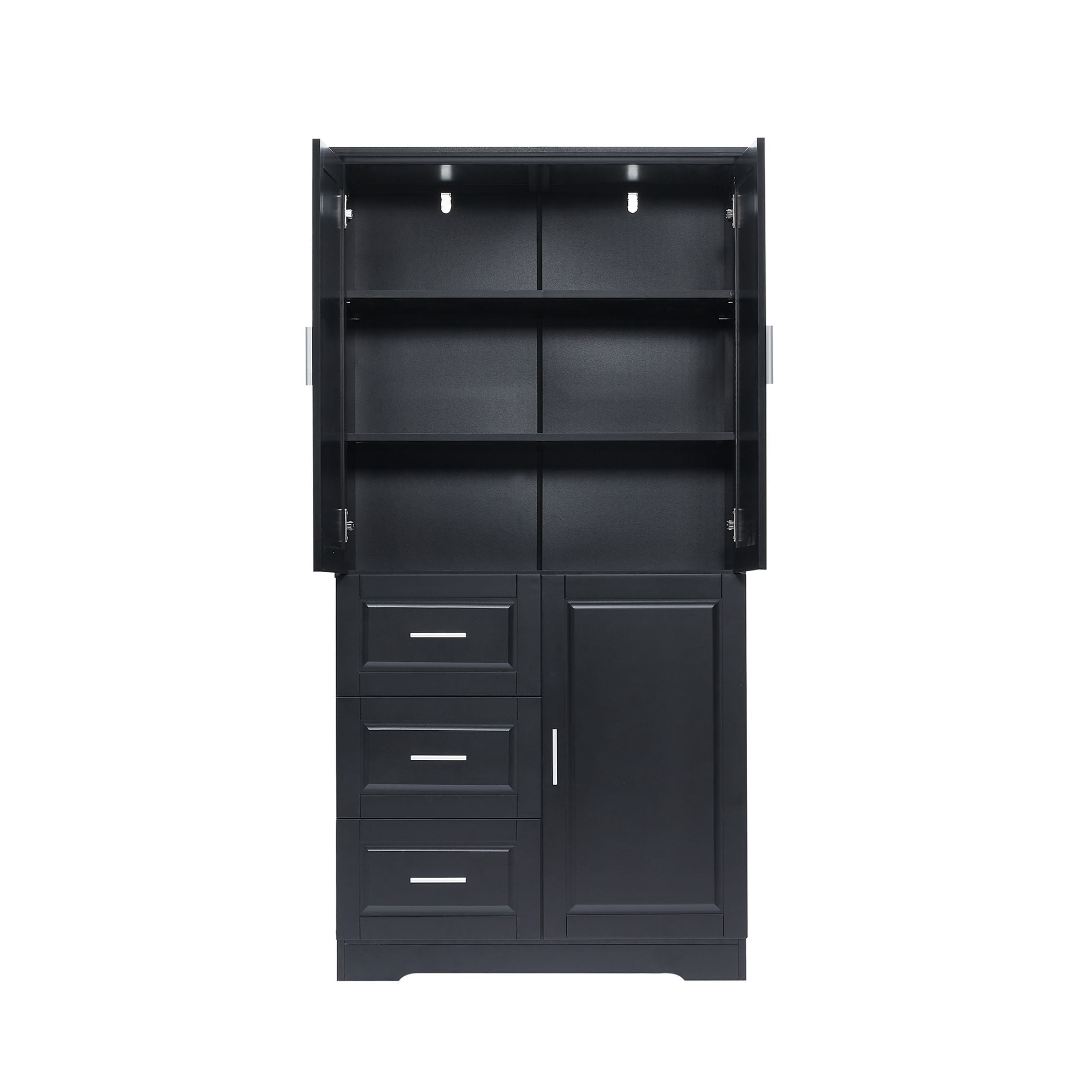 DEALTOPS Tall Storage Cabinet with Spacious Storage and Adjustable Shelves for Bathroom, Living Room, Black