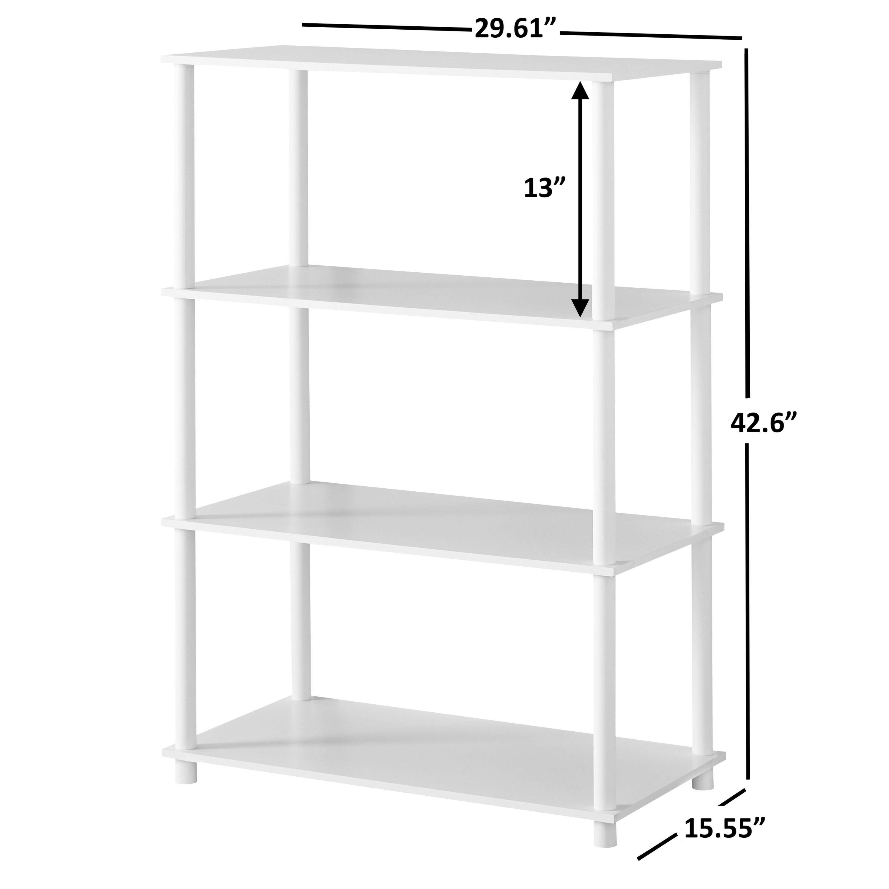 Mainstays No Tools 4-Shelf Storage Bookcase, White - image 5 of 5