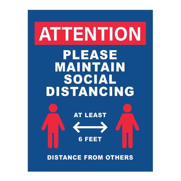 Koyal Wholesale Social Distancing 6 Feet Apart Stickers Decal Attention, Please Maintain Social Business Sign, 10-Pack